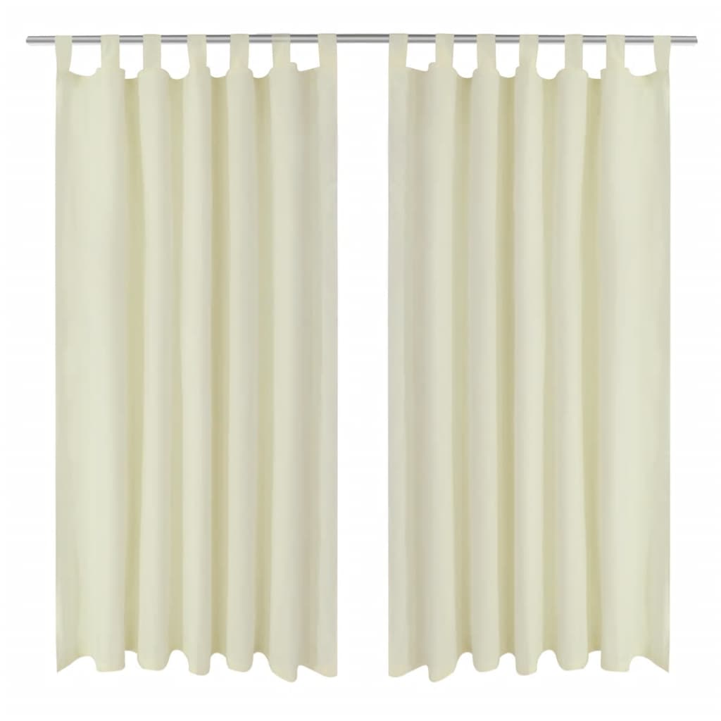 Micro-Satijnen Gordijnen Met Ringen 140 X Stuks (Creme) 245 cm Crème