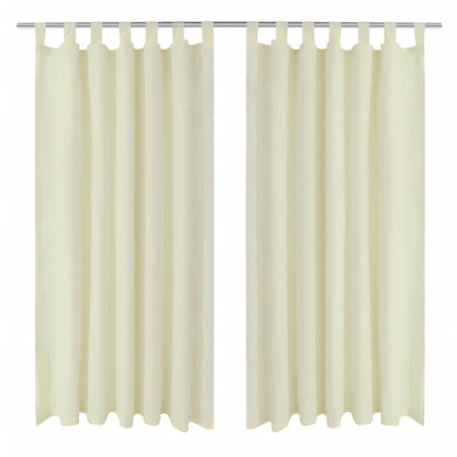 Micro-Satijnen Gordijnen Met Ringen 140 X Stuks (Creme) 245 cm Crème
