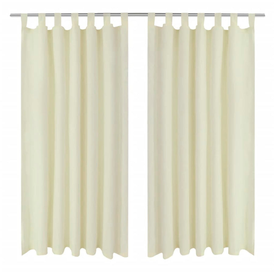 Micro-Satijnen Gordijnen Met Ringen 140 X Stuks (Creme) 245 cm Crème