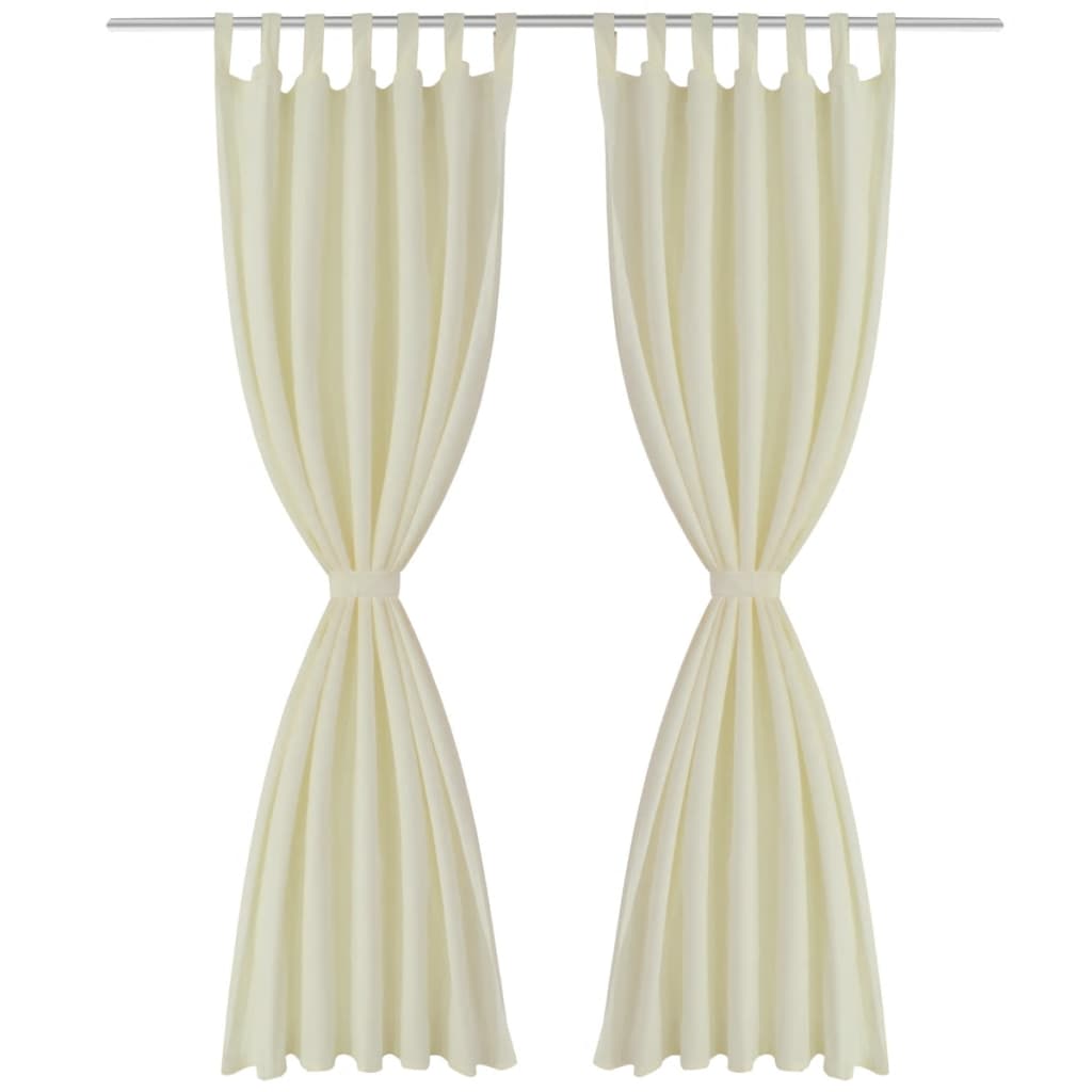 Micro-Satijnen Gordijnen Met Ringen 140 X Stuks (Creme) 245 cm Crème