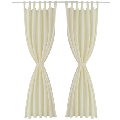 Micro-Satijnen Gordijnen Met Ringen 140 X Stuks (Creme) 245 cm Crème