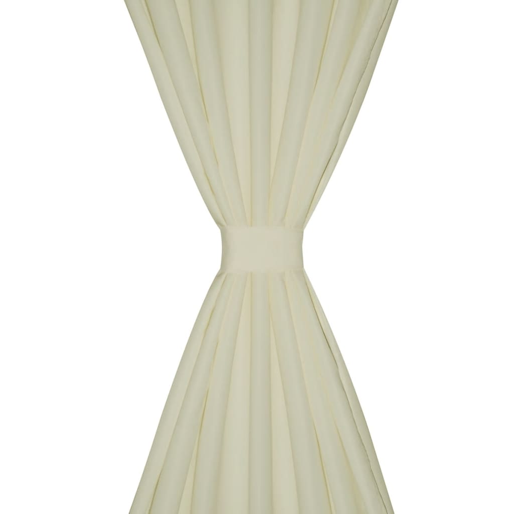 Micro-Satijnen Gordijnen Met Ringen 140 X Stuks (Creme) 245 cm Crème