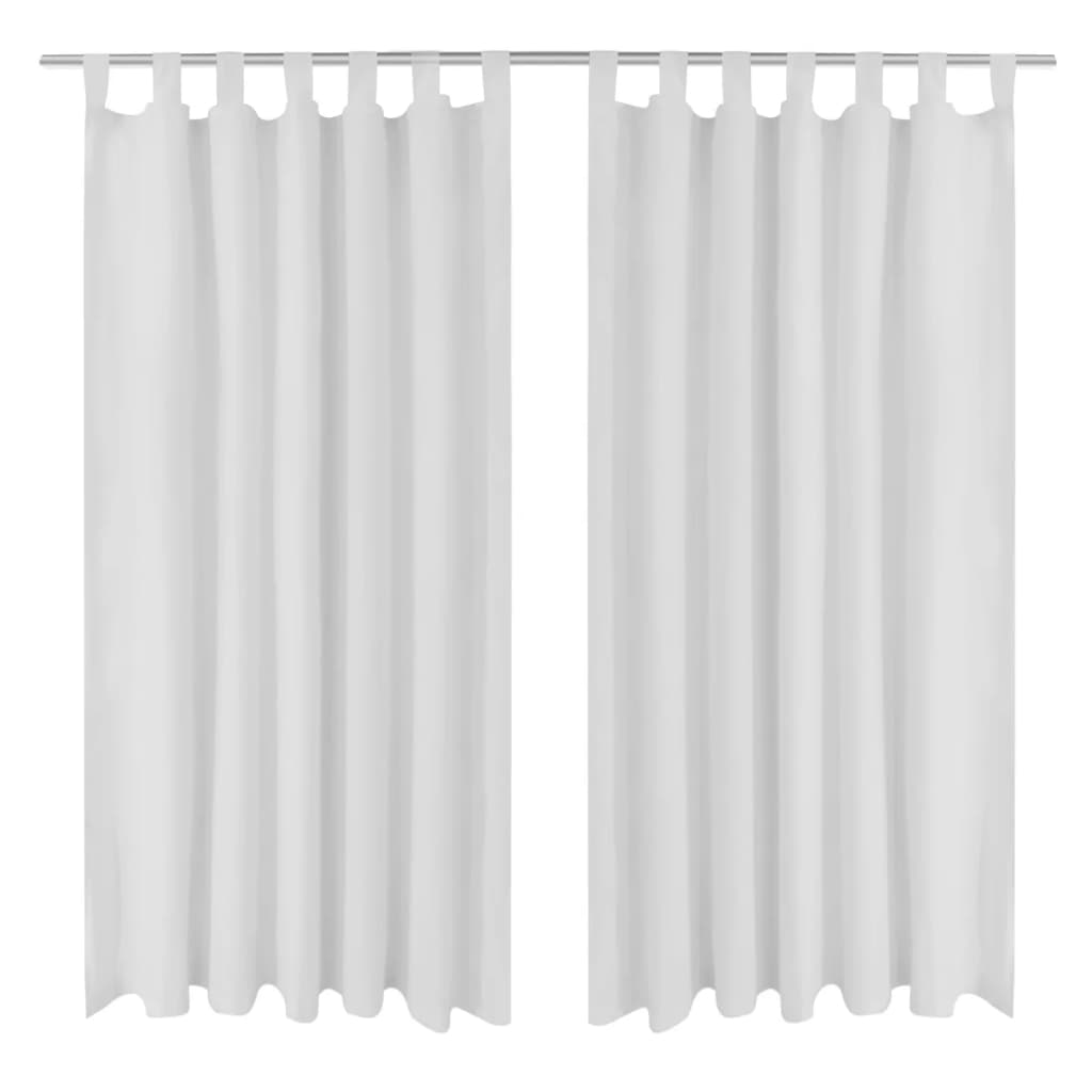 Micro-Satijnen Gordijnen Met Ringen 140 X Stuks (Creme) 175 cm Wit