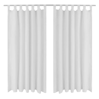 Micro-Satijnen Gordijnen Met Ringen 140 X Stuks (Creme) 175 cm Wit