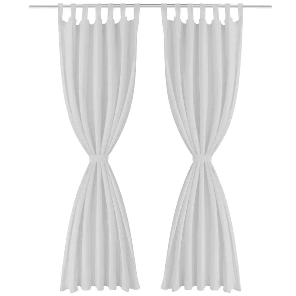 Micro-Satijnen Gordijnen Met Ringen 140 X Stuks (Creme) 175 cm Wit