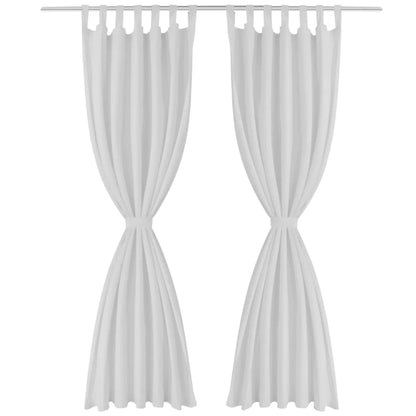Micro-Satijnen Gordijnen Met Ringen 140 X Stuks (Creme) 175 cm Wit