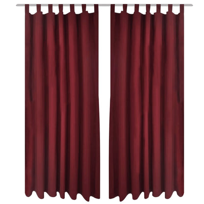 Micro-Satijnen Gordijnen Met Ringen 140 X Stuks (Wijnrood) 175 cm Bordeauxrood