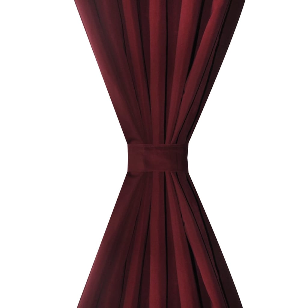 Micro-Satijnen Gordijnen Met Ringen 140 X Stuks (Wijnrood) 175 cm Bordeauxrood
