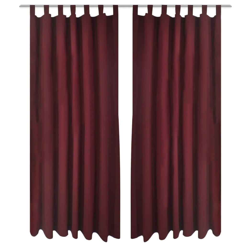 Micro-Satijnen Gordijnen Met Ringen 140 X Stuks (Wijnrood) 225 cm Bordeauxrood