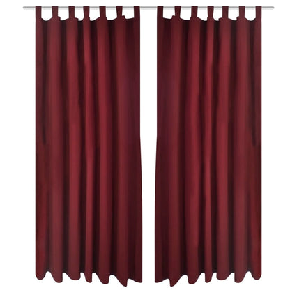 Micro-Satijnen Gordijnen Met Ringen 140 X Stuks (Wijnrood) 225 cm Bordeauxrood
