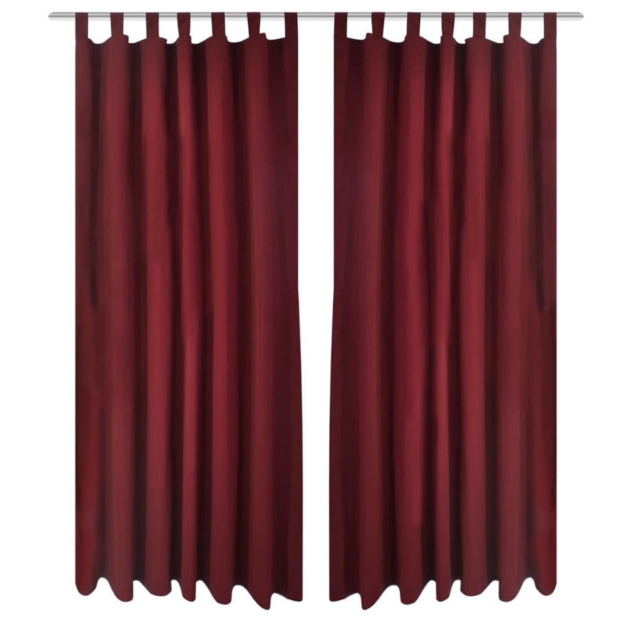 Micro-Satijnen Gordijnen Met Ringen 140 X Stuks (Wijnrood) 225 cm Bordeauxrood