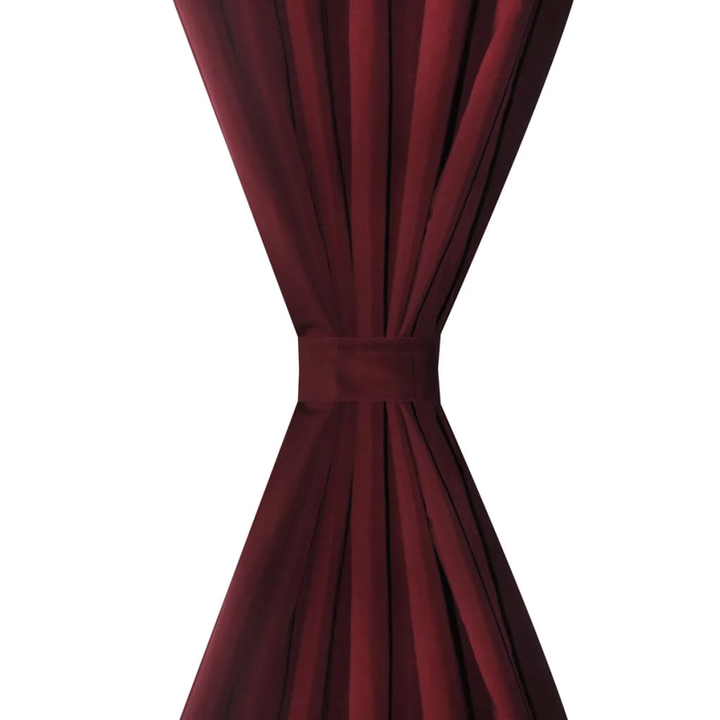 Micro-Satijnen Gordijnen Met Ringen 140 X Stuks (Wijnrood) 225 cm Bordeauxrood
