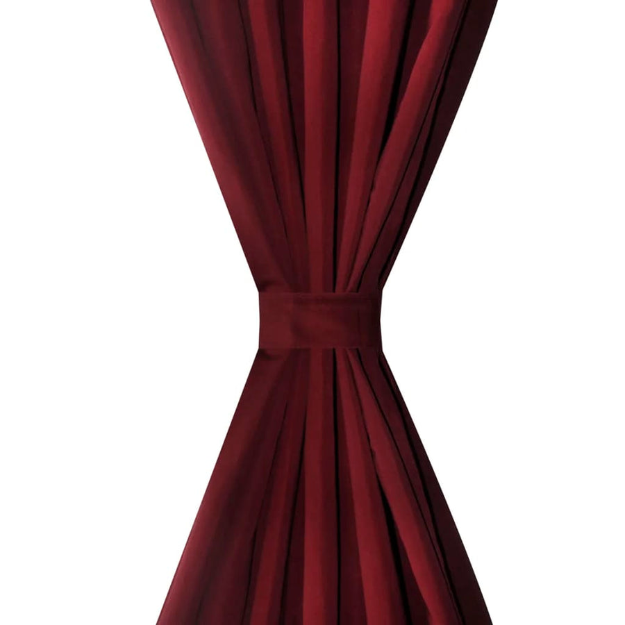 Micro-Satijnen Gordijnen Met Ringen 140 X Stuks (Wijnrood) 225 cm Bordeauxrood