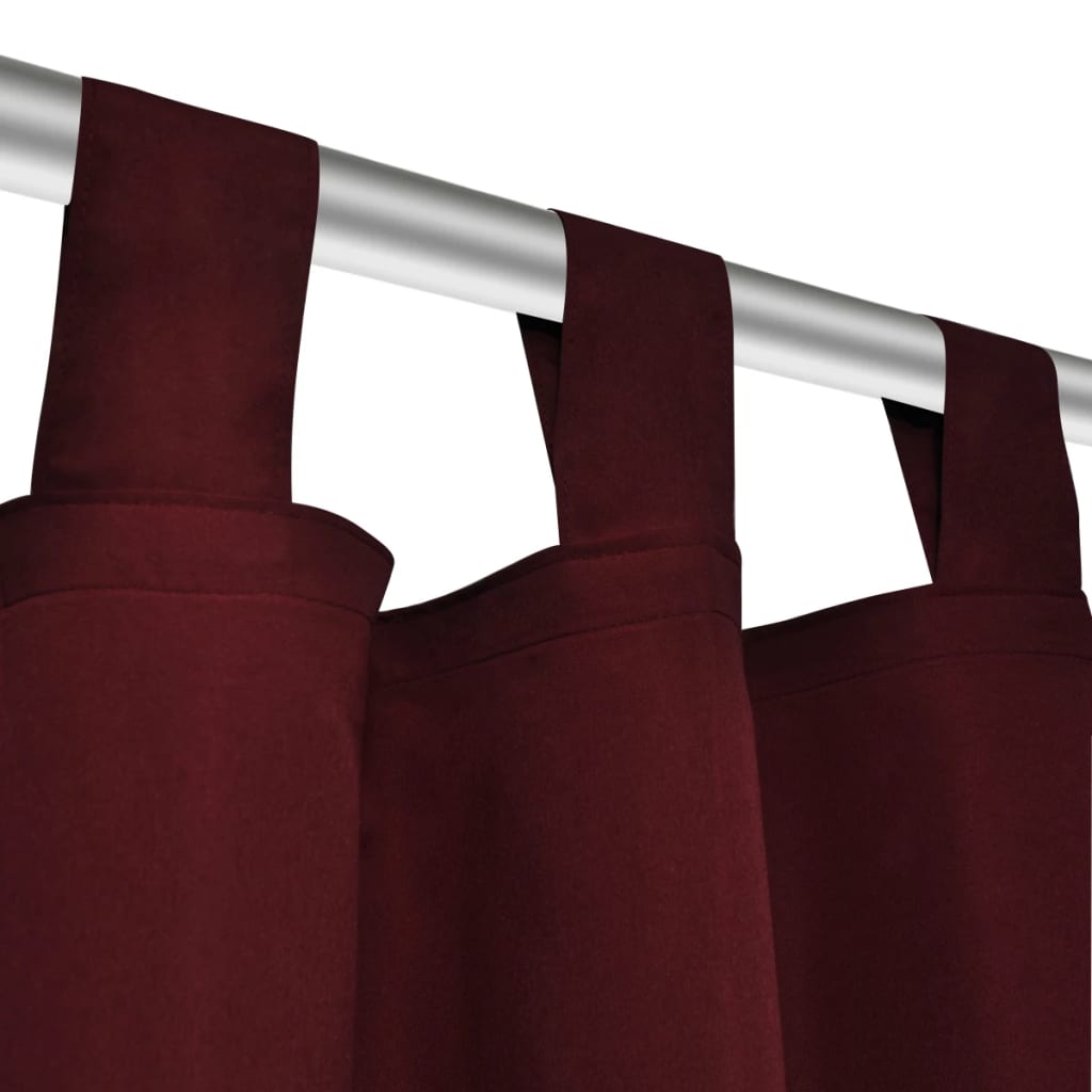 Micro-Satijnen Gordijnen Met Ringen 140 X Stuks (Wijnrood) 225 cm Bordeauxrood