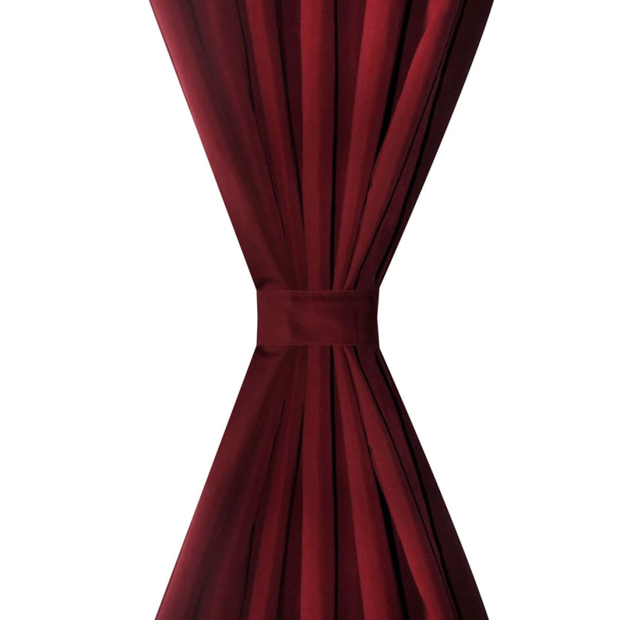 Micro-Satijnen Gordijnen Met Ringen 140 X Stuks (Wijnrood) 245 cm Bordeauxrood