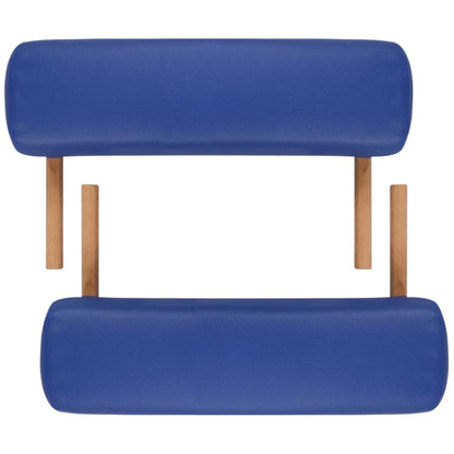 Inklapbare Massagetafel 2 Zones Met Houten Frame () Blauw