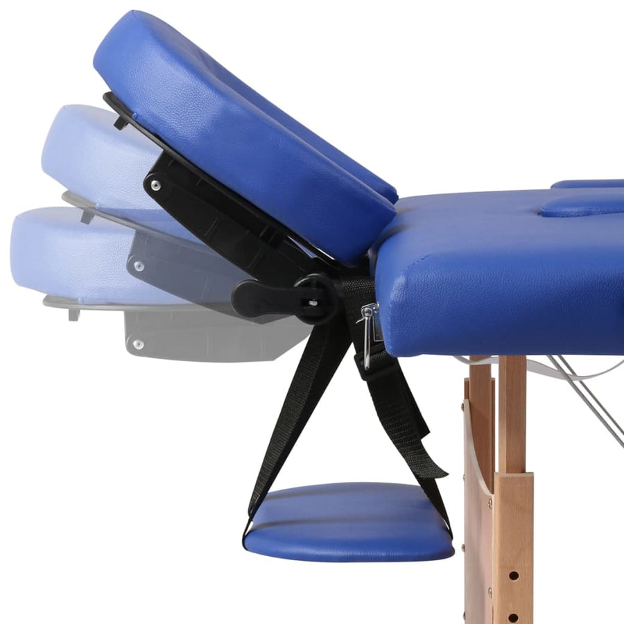 Inklapbare Massagetafel 2 Zones Met Houten Frame () Blauw
