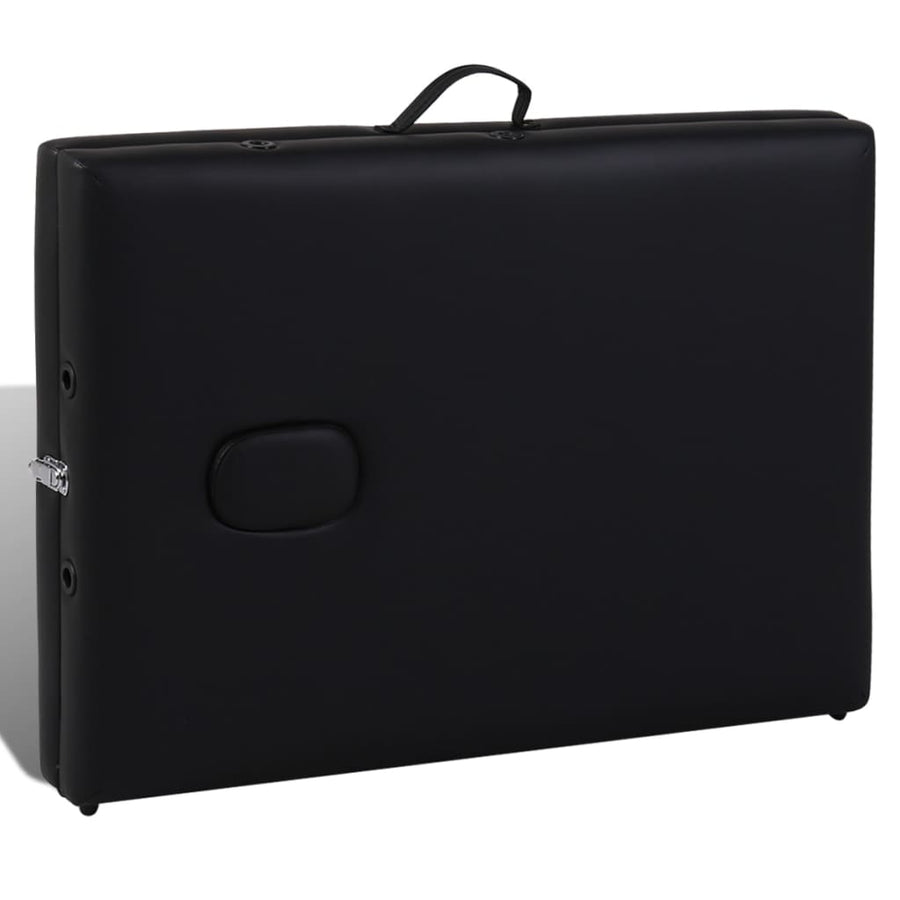 Inklapbare Massagetafel 2 Zones Met Houten Frame () Zwart
