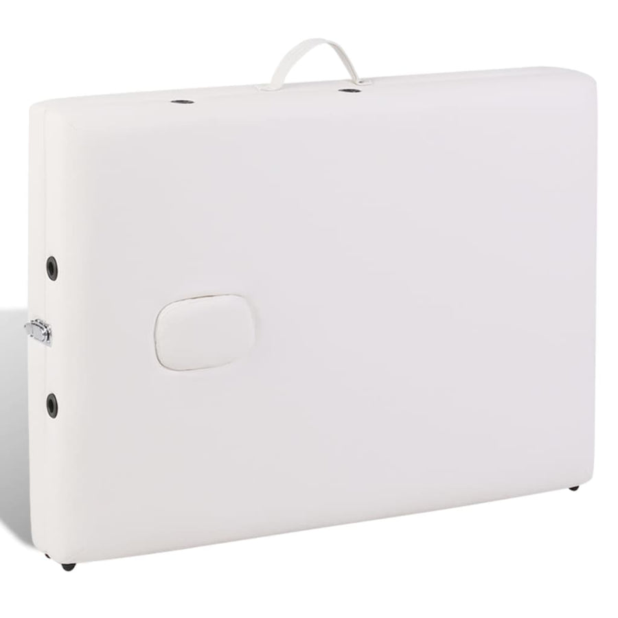 Inklapbare Massagetafel 2 Zones Met Houten Frame (Creme) Crèmewit