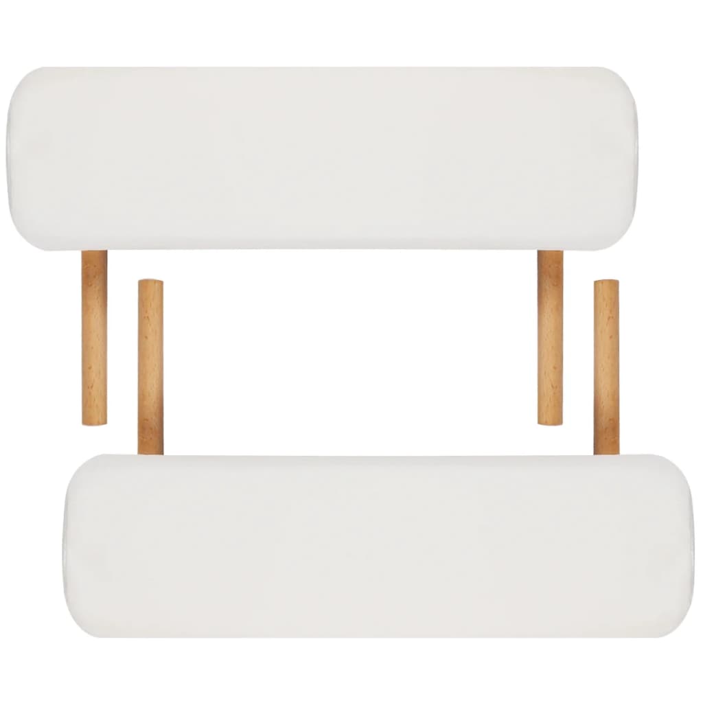 Inklapbare Massagetafel 2 Zones Met Houten Frame (Creme) Crèmewit