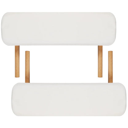 Inklapbare Massagetafel 2 Zones Met Houten Frame (Creme) Crèmewit