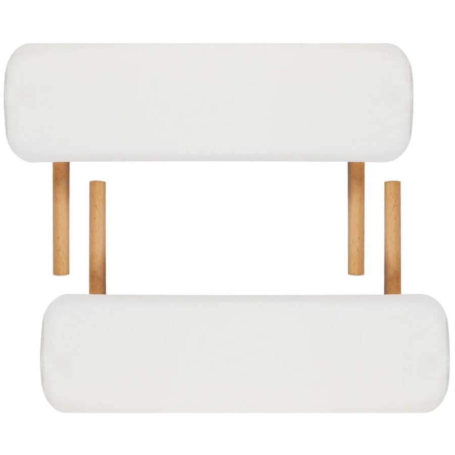 Inklapbare Massagetafel 2 Zones Met Houten Frame (Creme) Crèmewit