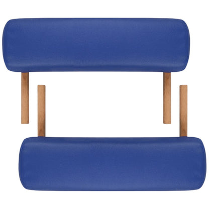 Inklapbare Massagetafel 3 Zones Met Houten Frame () Blauw