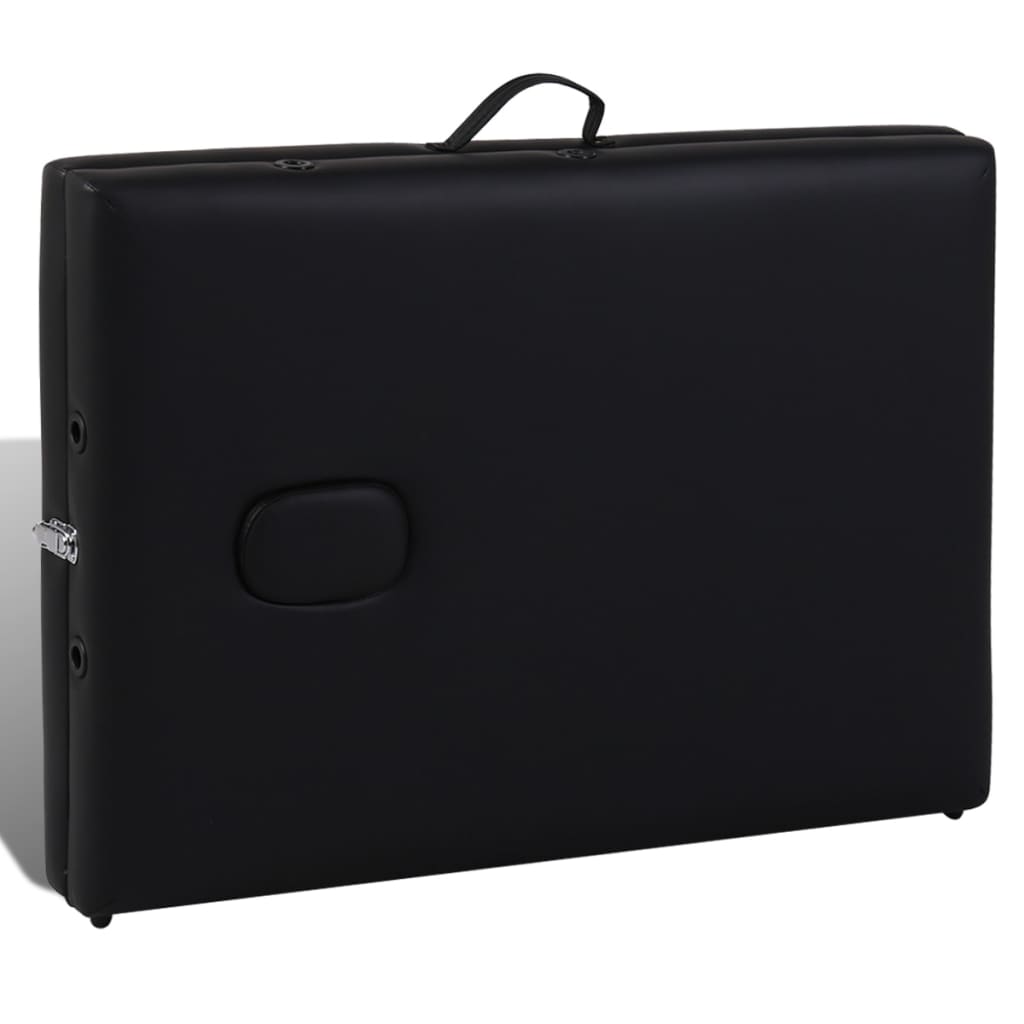 Inklapbare Massagetafel 3 Zones Met Houten Frame () Zwart