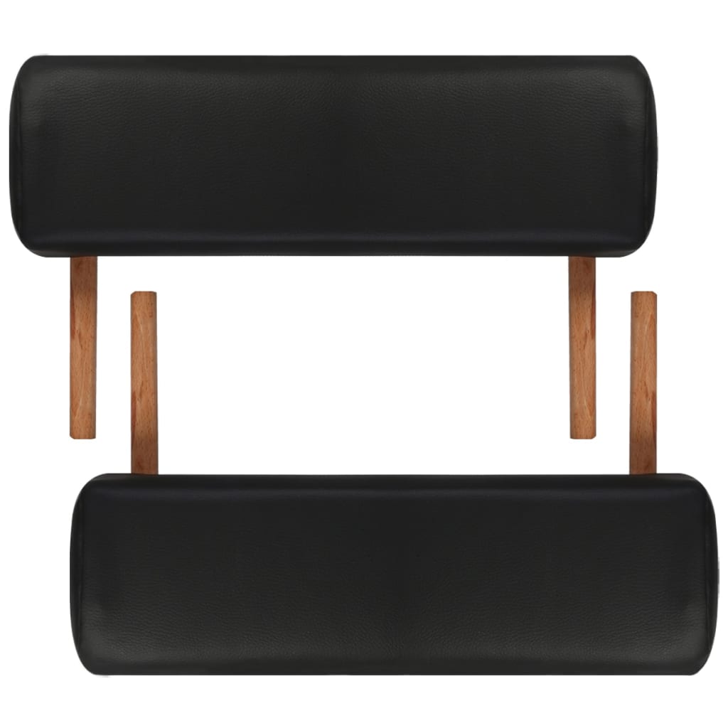 Inklapbare Massagetafel 3 Zones Met Houten Frame () Zwart