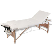 Massagetafel inklapbaar houten frame creme 186x68 cm