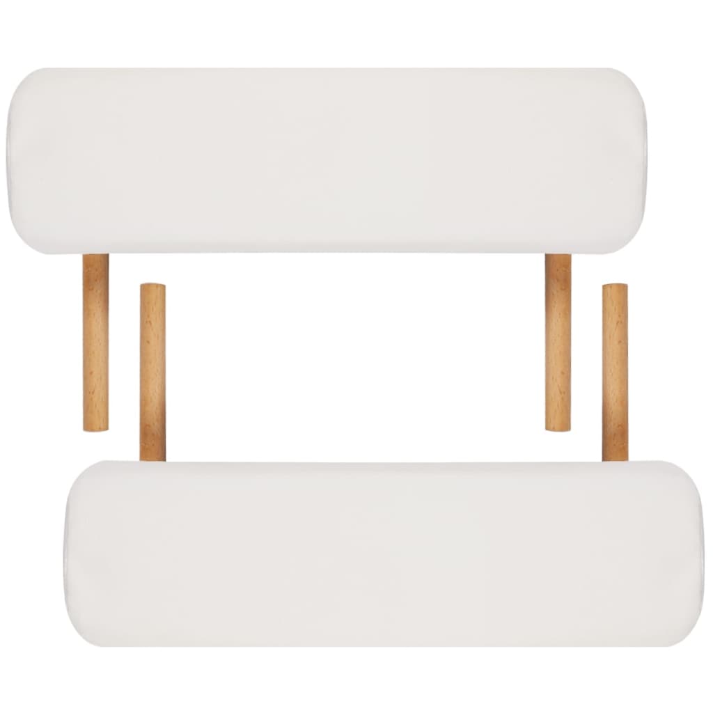 Inklapbare Massagetafel 3 Zones Met Houten Frame (Creme) Crèmewit