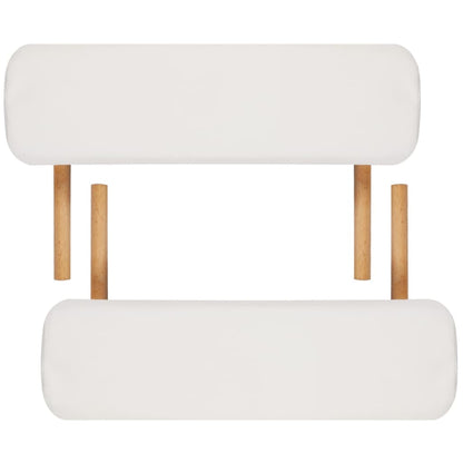 Inklapbare Massagetafel 3 Zones Met Houten Frame (Creme) Crèmewit