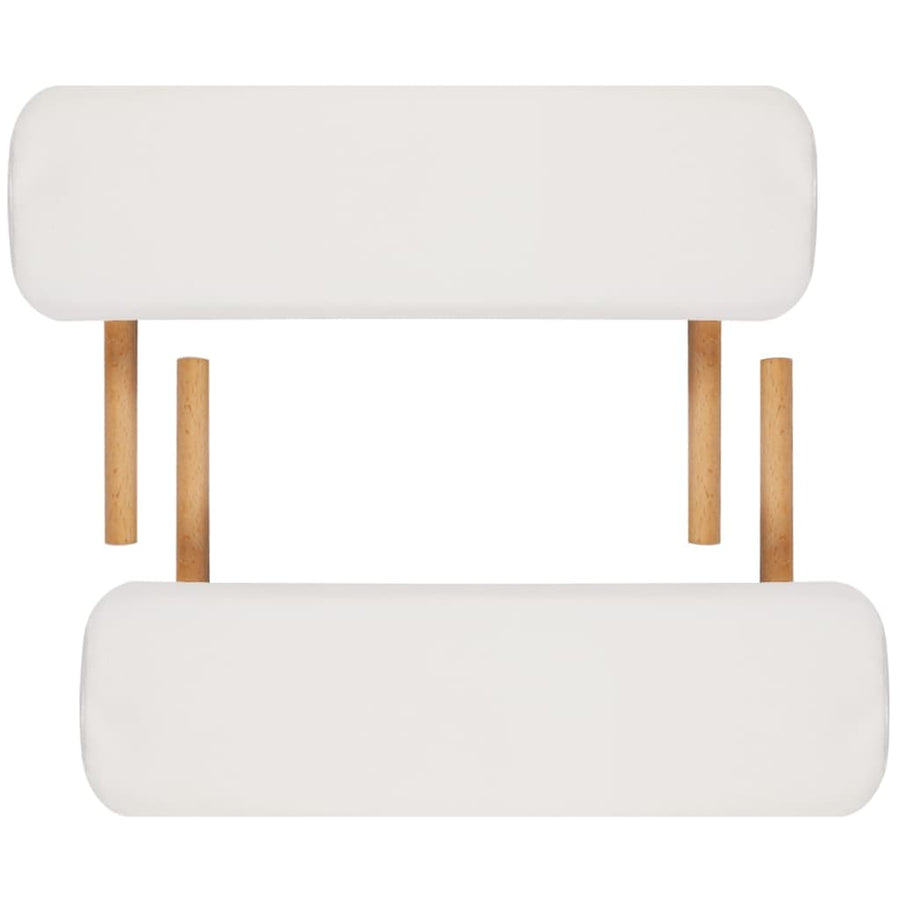 Inklapbare Massagetafel 3 Zones Met Houten Frame (Creme) Crèmewit
