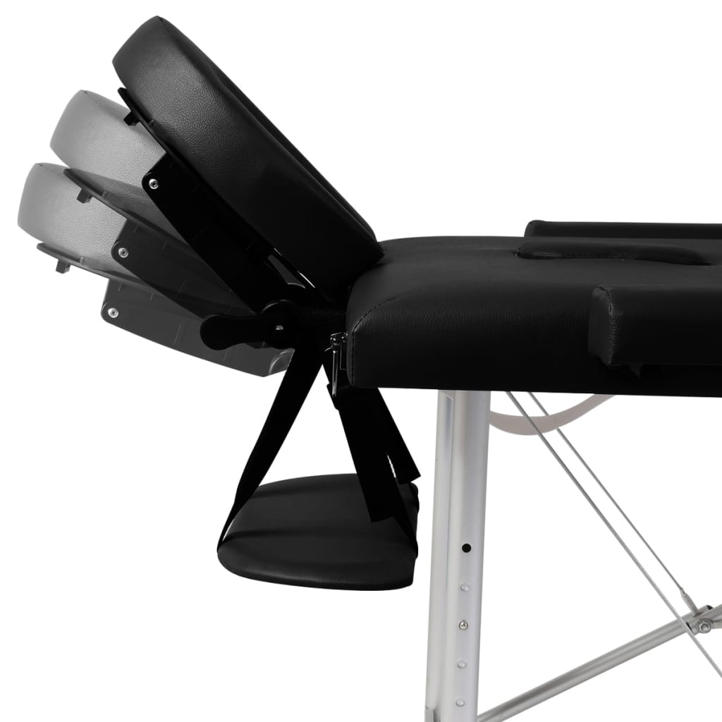 Massagetafel Met 2 Zones Inklapbaar Aluminum Frame Zwart