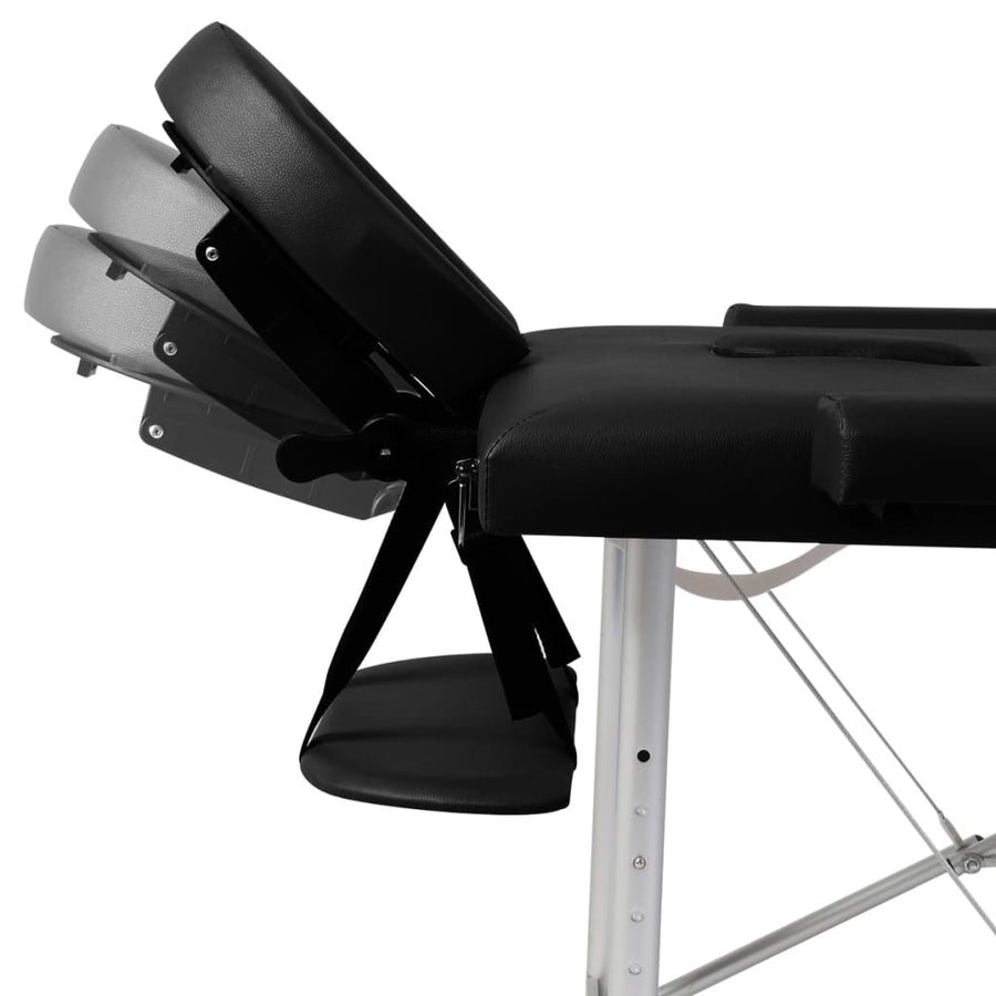 Massagetafel Met 2 Zones Inklapbaar Aluminum Frame Zwart