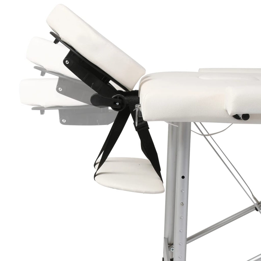 Inklapbare Massagetafel 3 Zones Met Aluminium Frame (Creme) Crèmewit