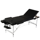 3-zone foldable massage table with aluminum frame (black)