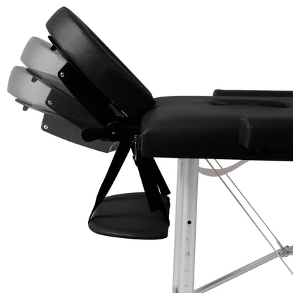 Inklapbare Massagetafel 3 Zones Met Aluminium Frame () Zwart