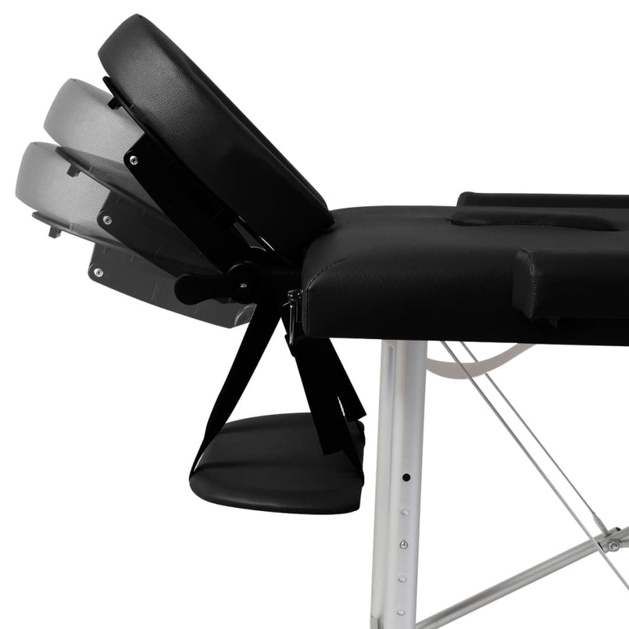 Inklapbare Massagetafel 3 Zones Met Aluminium Frame () Zwart