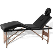 Massagetafel inklapbaar houten frame zwart 186x68 cm