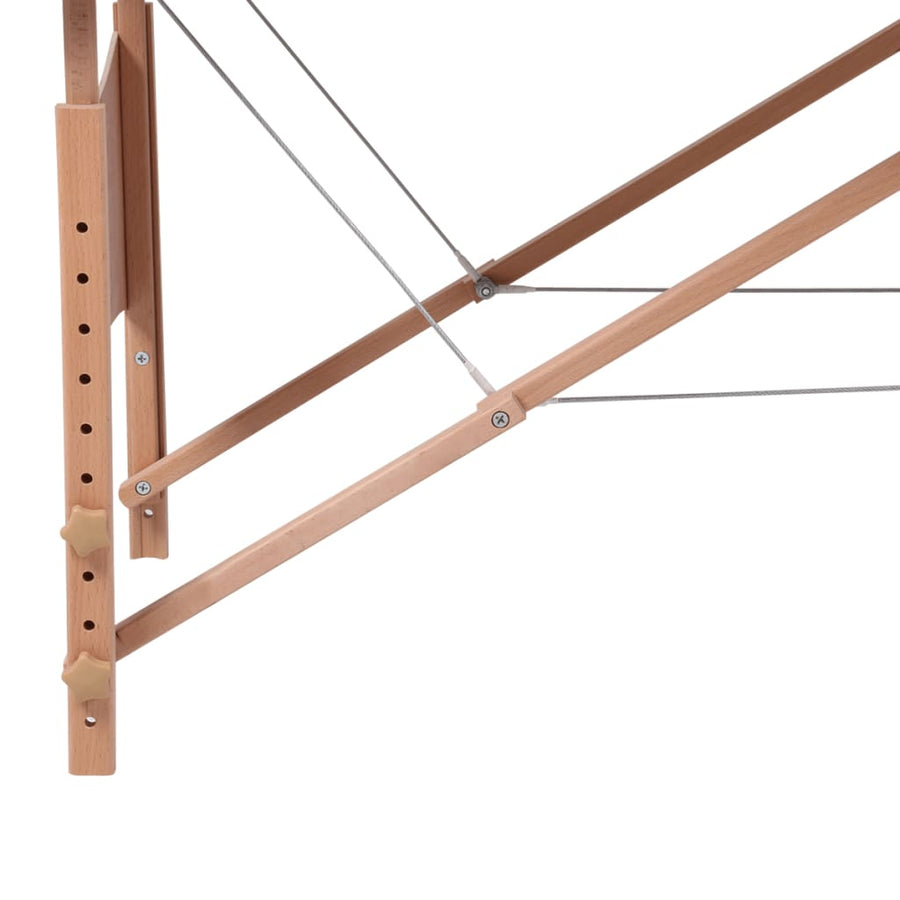 Inklapbare Massagetafel 4 Zones Met Houten Frame () Zwart
