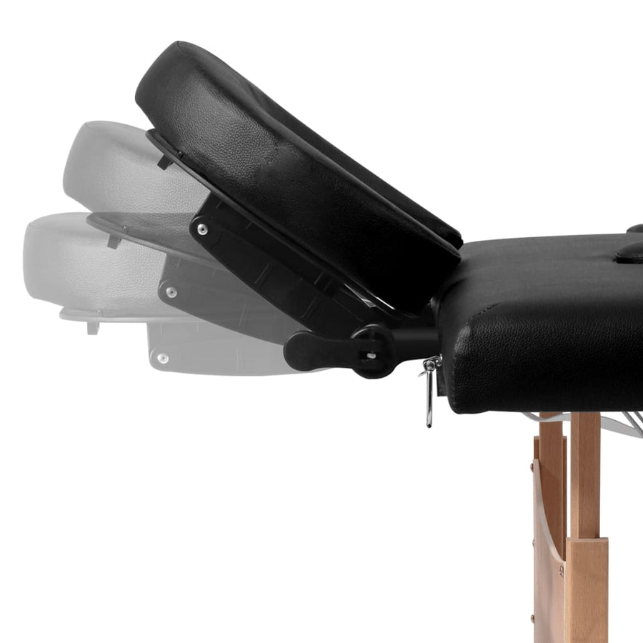 Inklapbare Massagetafel 4 Zones Met Houten Frame () Zwart