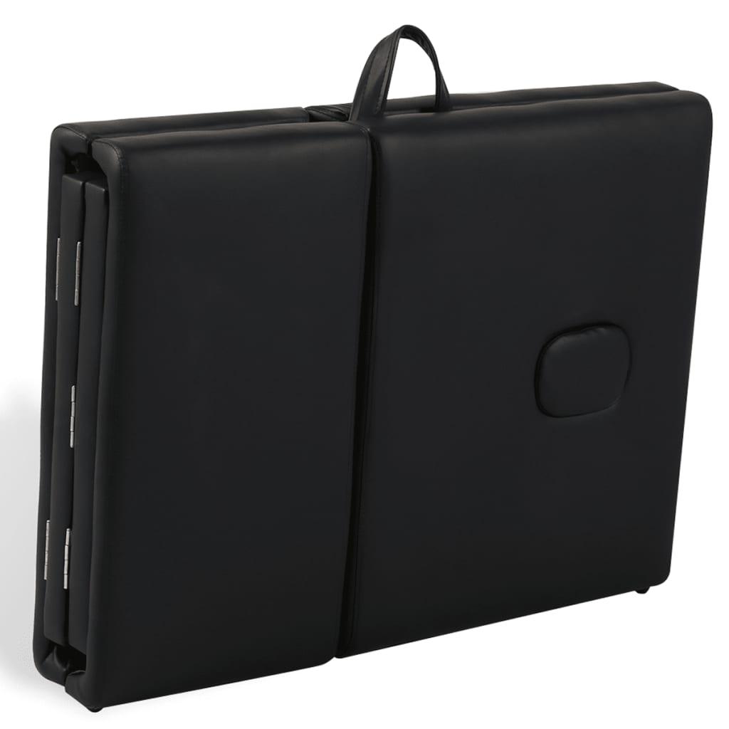 Inklapbare Massagetafel 4 Zones Met Houten Frame () Zwart