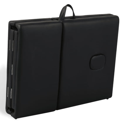Inklapbare Massagetafel 4 Zones Met Houten Frame () Zwart