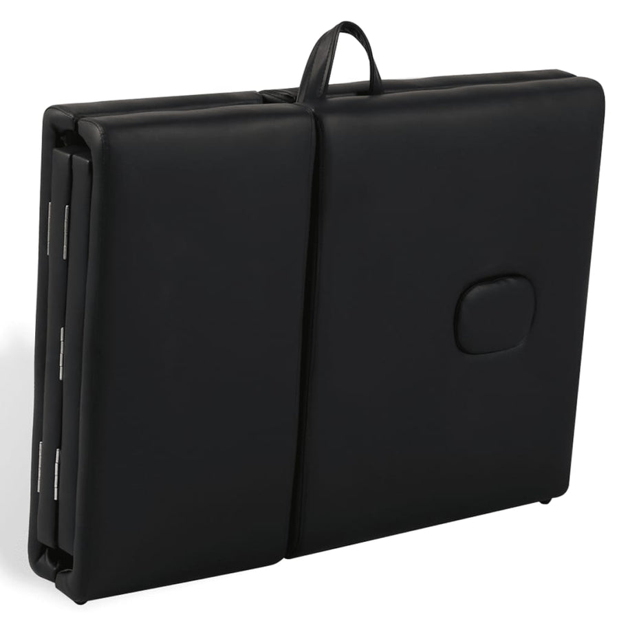 Inklapbare Massagetafel 4 Zones Met Houten Frame () Zwart