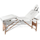 Folding massage table 4 zones with wooden frame (cream)
