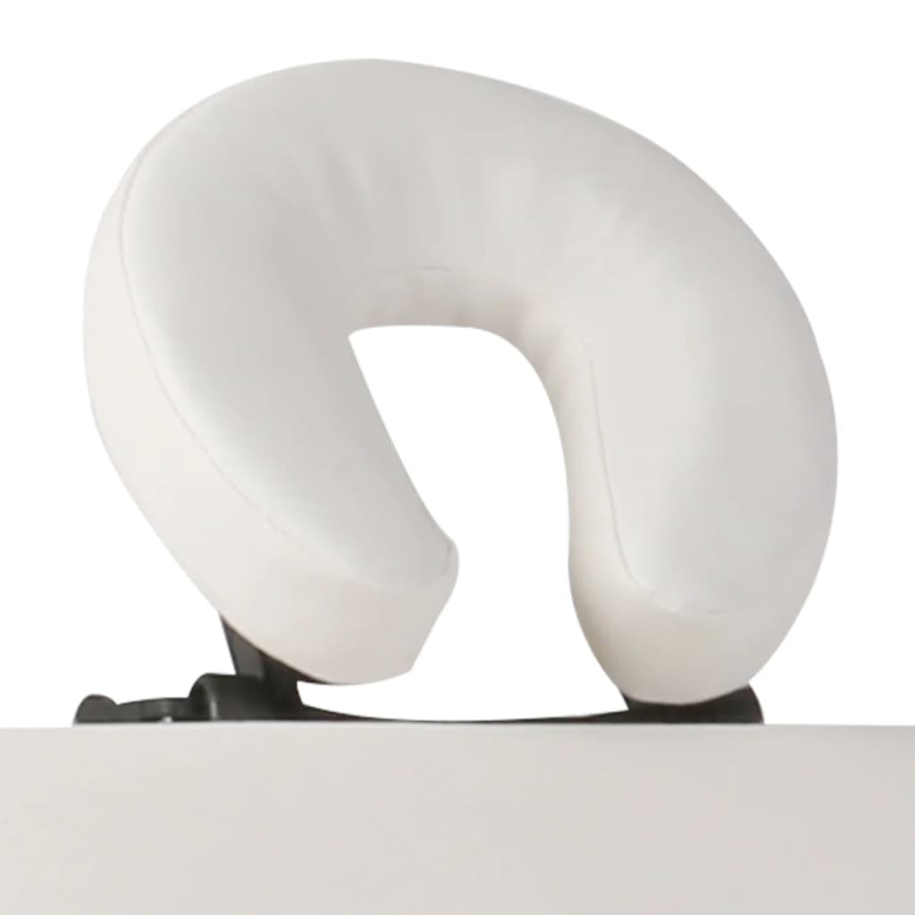Inklapbare Massagetafel 4 Zones Met Houten Frame (Creme) Wit
