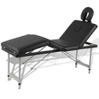 4-Zone Folding Massage Table with Aluminum Frame - Black