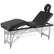 Massagetafel inklapbaar 186x68 cm aluminium zwart