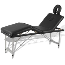 Massagetafel Met 4 Zones Inklapbaar Aluminum Frame Zwart